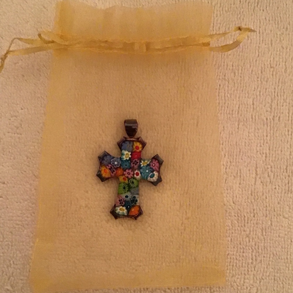 Colorful Mosaic Cross Pendant